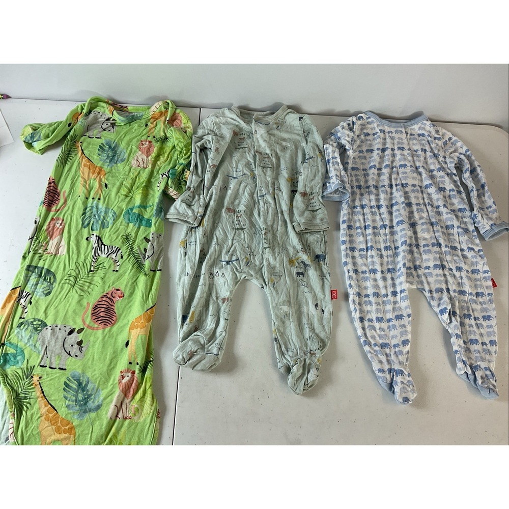 3 piece Baby boy 0-3mos Bamboo modal sleepers posh peanut Gown, magnetic me